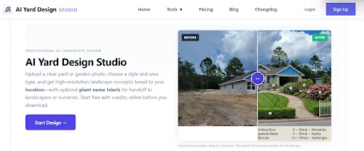 AI landscaping design